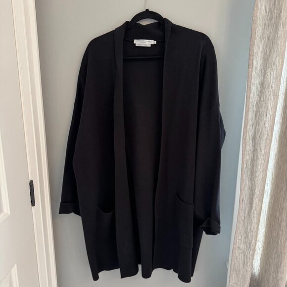 Contemporaine Long Fine-Knit Cardigan - Black - Size XL - Picture 1 of 2